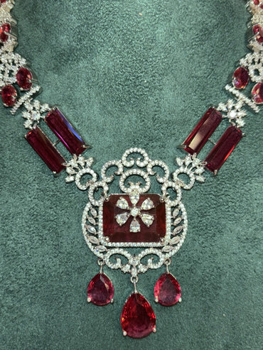 Crimson Grace – Ruby Red Necklace Set for Rent