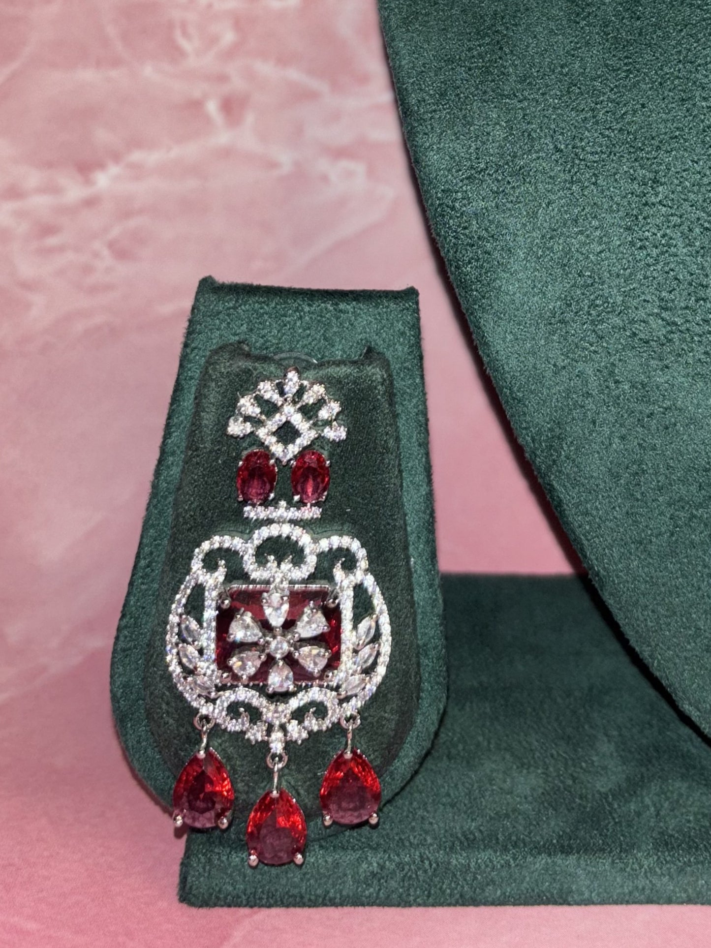 Crimson Grace – Ruby Red Necklace Set for Rent