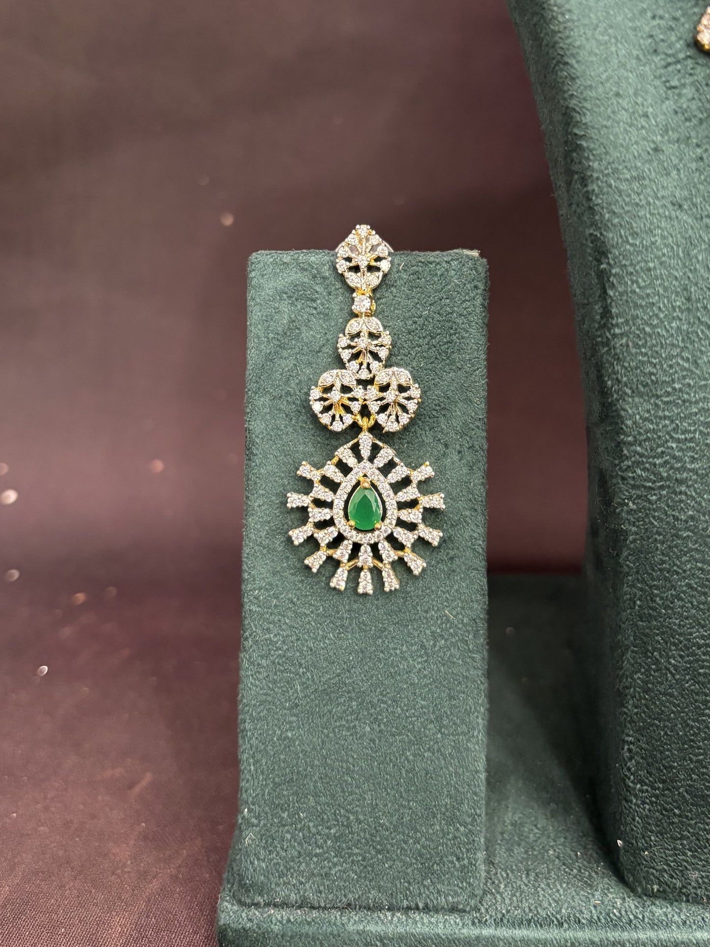 Layered Emerald CZ Bridal Necklace Set