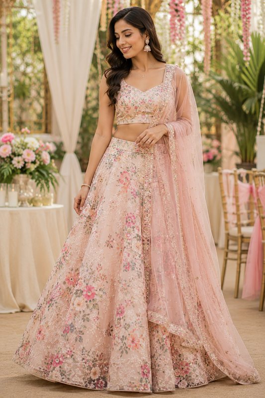 Affordable pastel lehenga under ₹5000 for Indian wedding guest fashion in 2026.