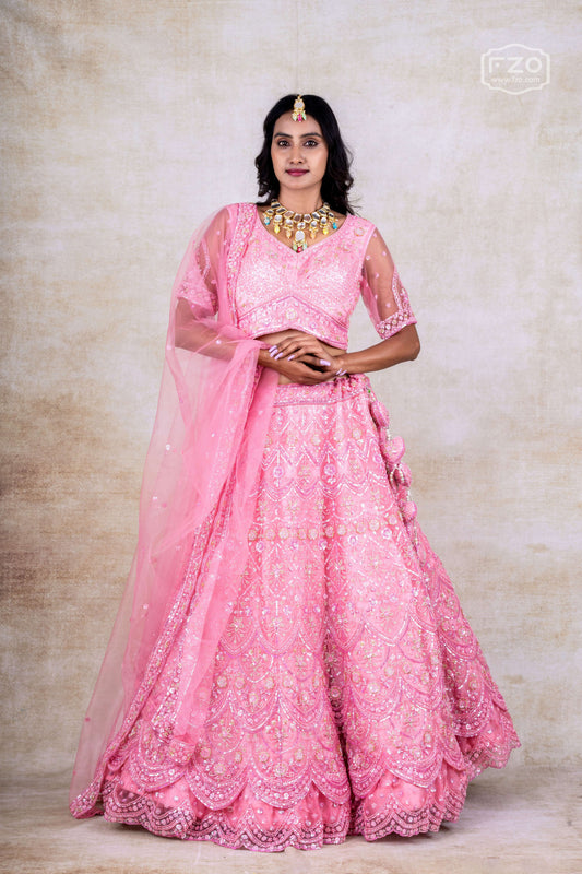 Blush Royale – Pink Heavy Embroidered Lehenga – Bridal & Festive Wear