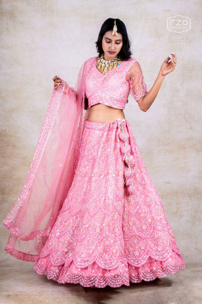 Blush Royal – Pink Heavy Embroidered Bridal Lehenga for Weddings & Receptions