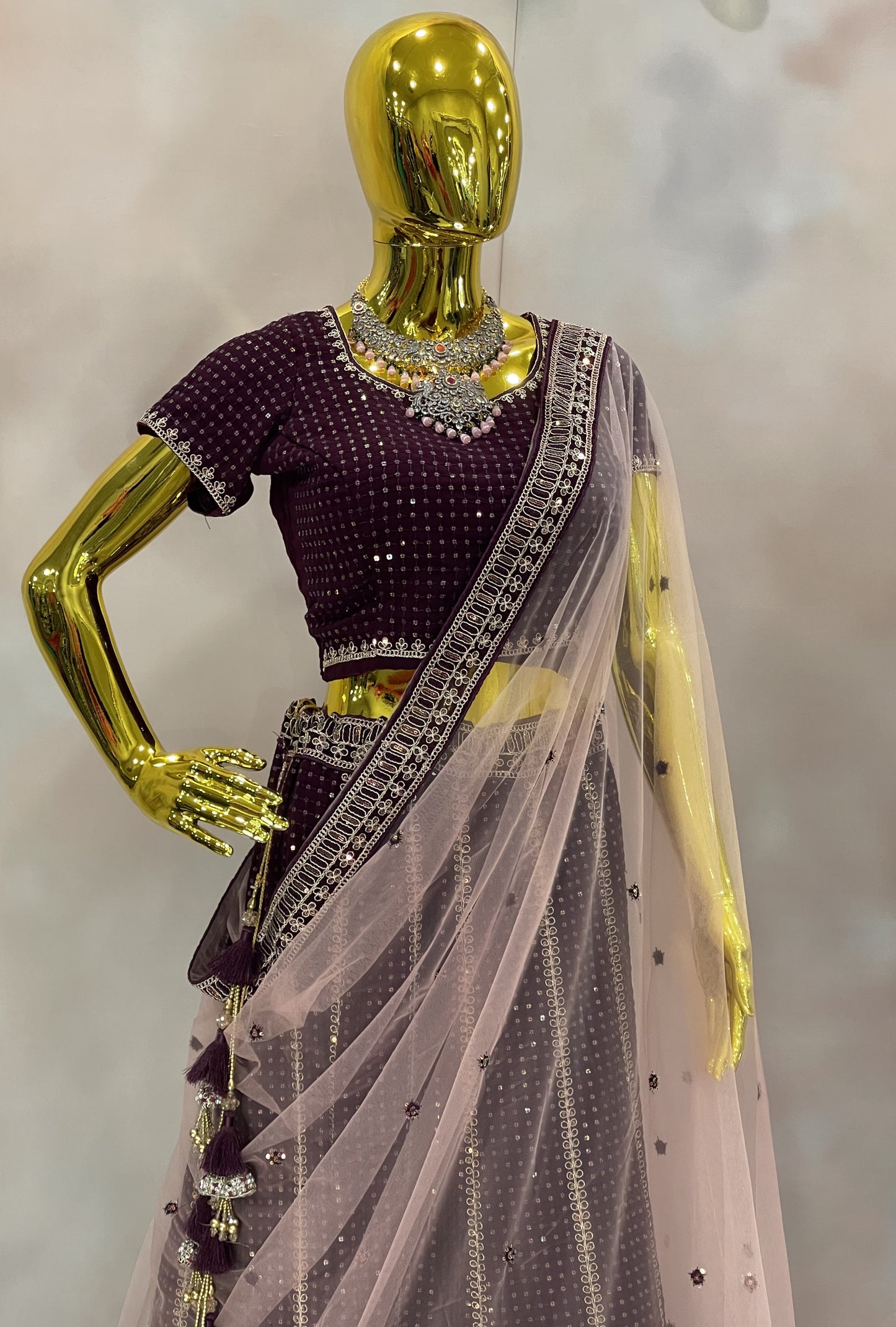 Plum Spark – Sequined Lehenga