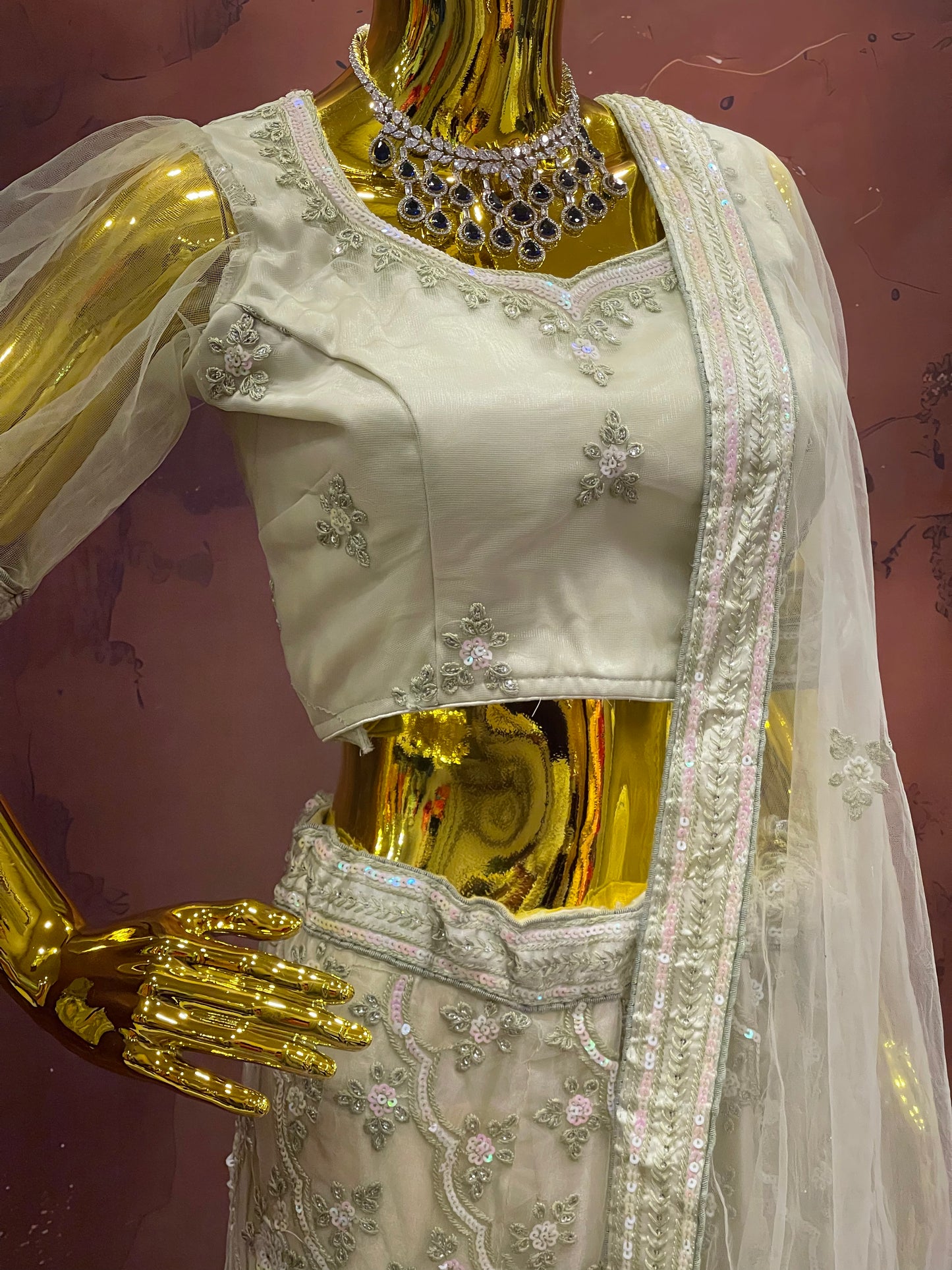 Pearl Mist – Soft Mint  light Green Embroidered Lehenga Set