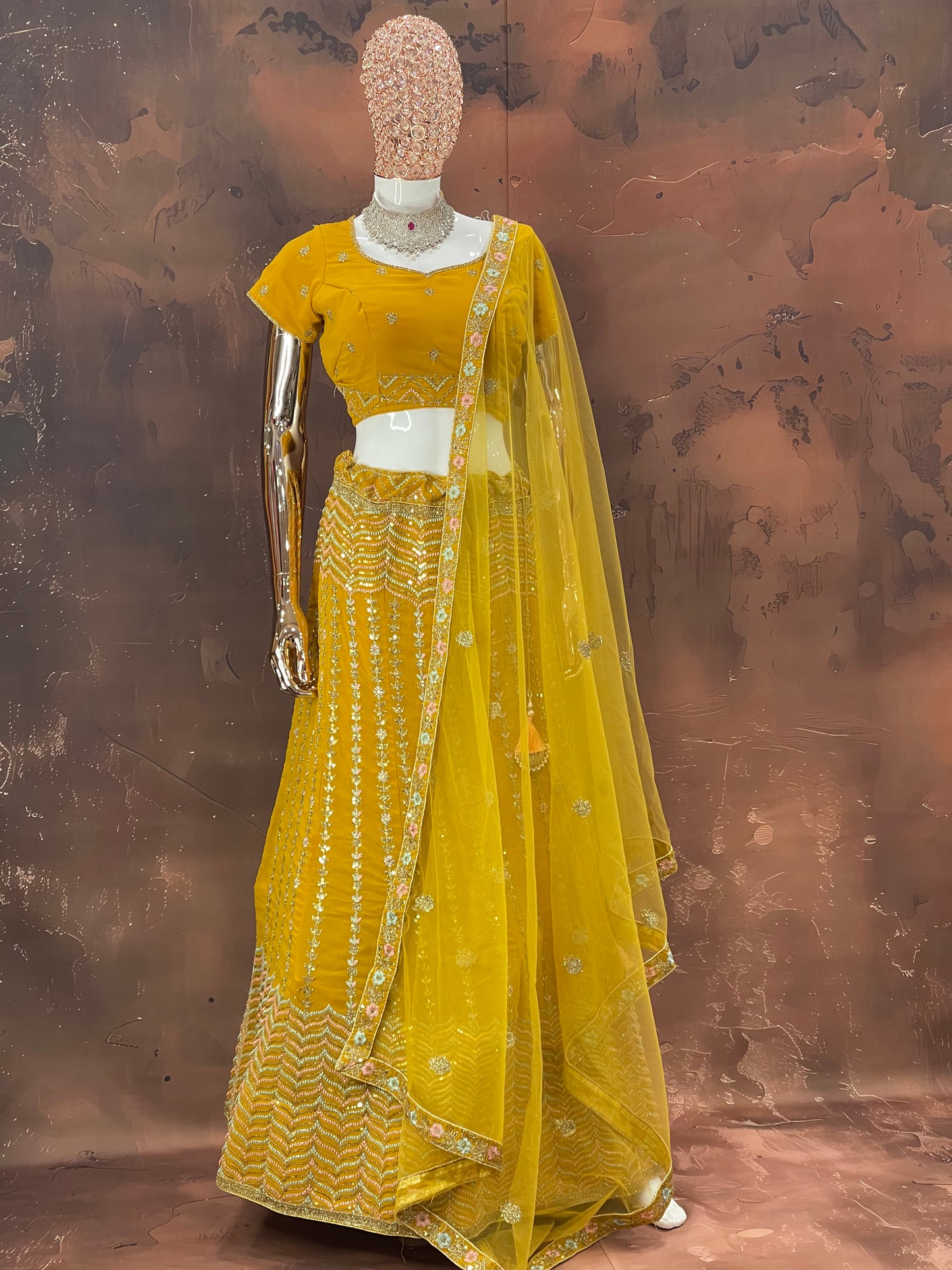 Golden Marigold – Yellow Sequin Embroidered Lehenga Set