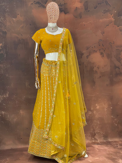 Golden Marigold – Yellow Sequin Embroidered Lehenga Set