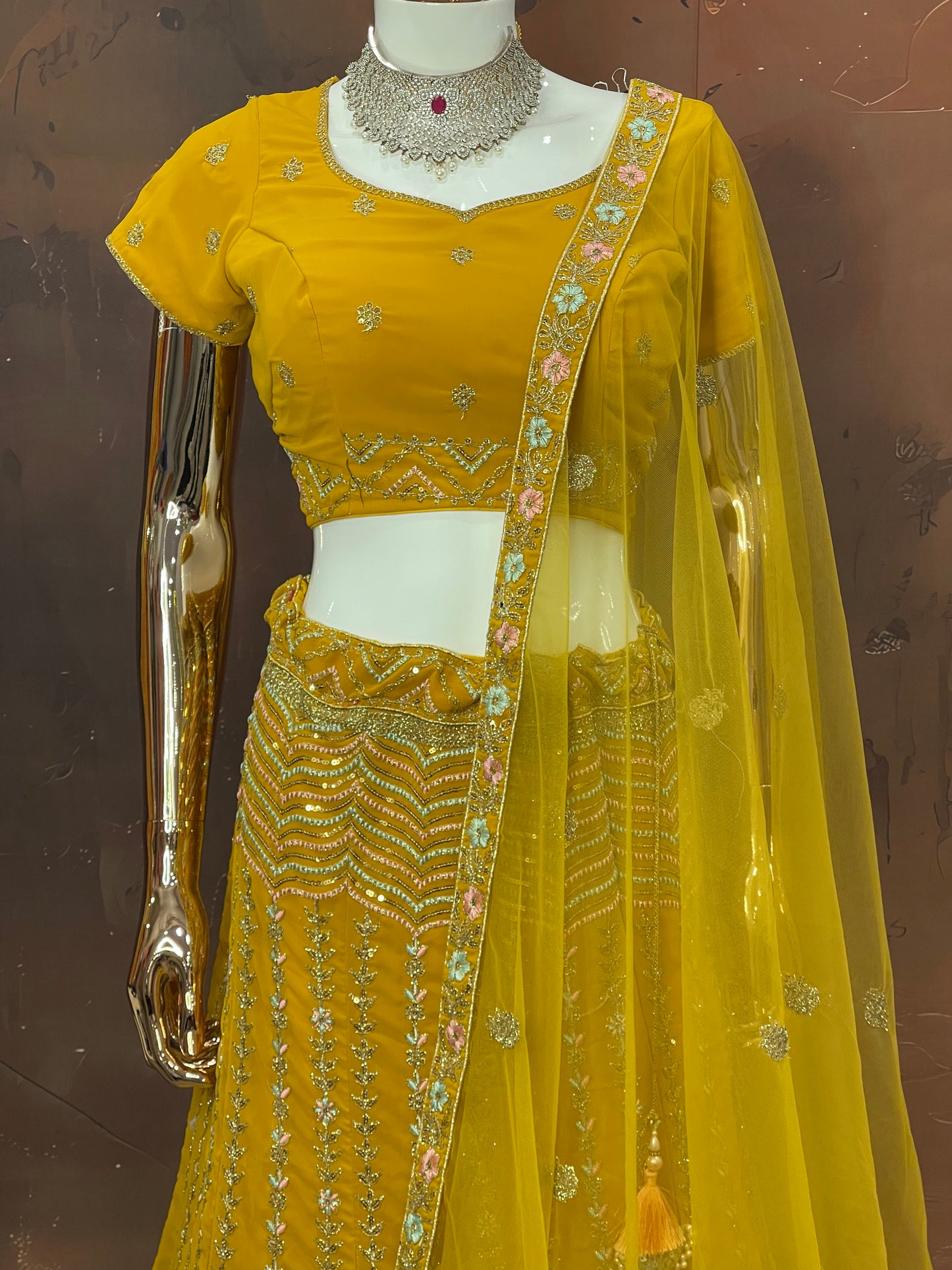 Golden Marigold – Yellow Sequin Embroidered Lehenga Set