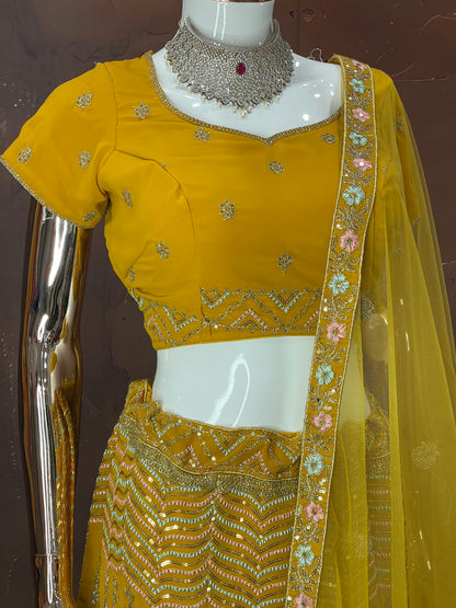 Golden Marigold – Yellow Sequin Embroidered Lehenga Set