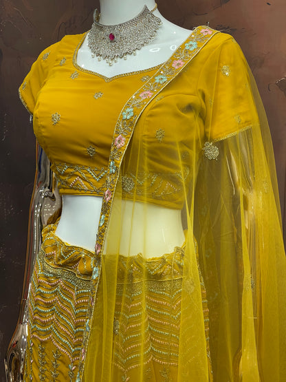 Golden Marigold – Yellow Sequin Embroidered Lehenga Set