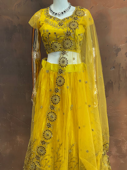 Sunlit Drape – Yellow Embroidered Lehenga Set