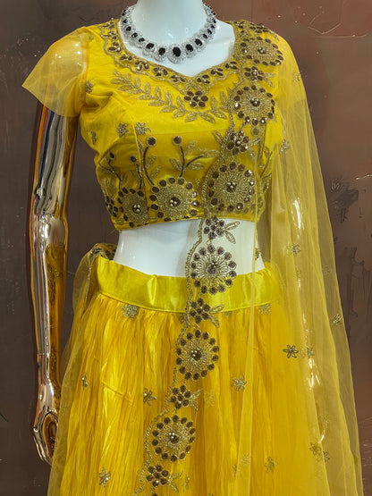 Sunlit Drape – Yellow Embroidered Lehenga Set