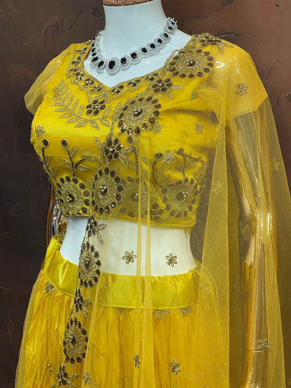 Sunlit Drape – Yellow Embroidered Lehenga Set