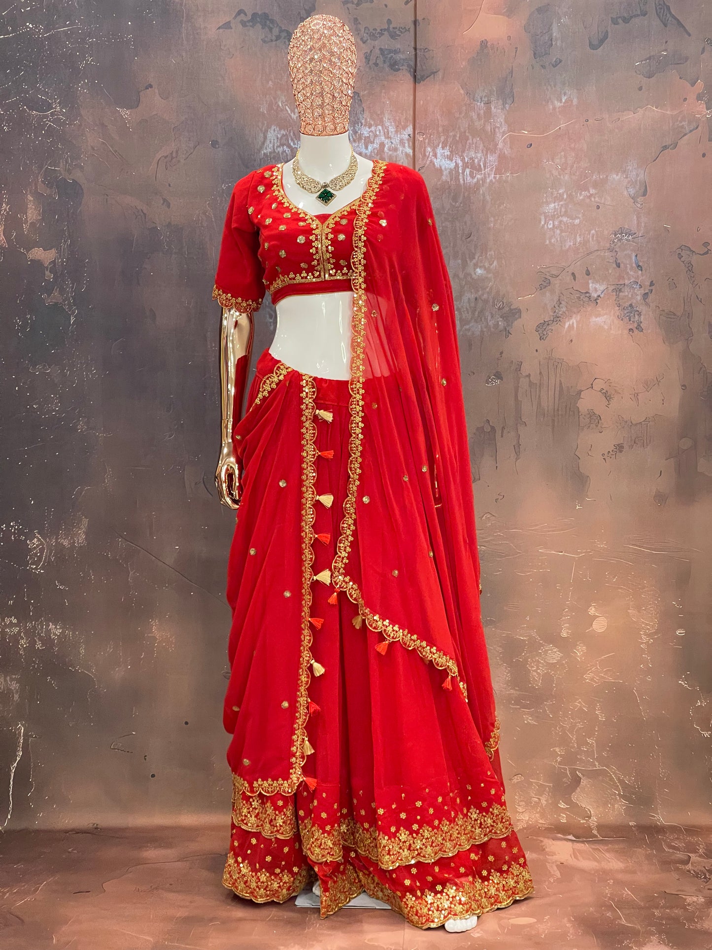 Scarlet Bloom – Red Embroidered Lehenga Set