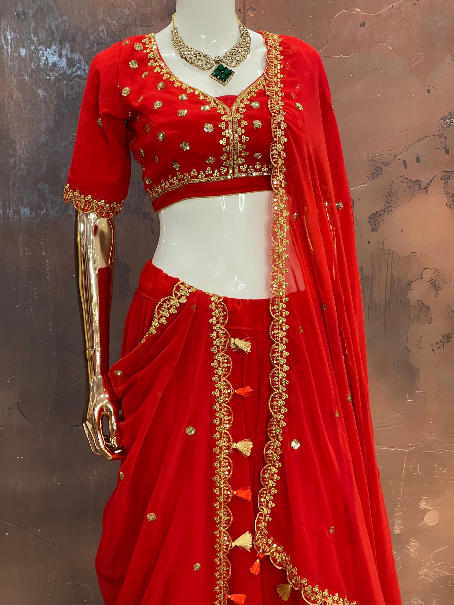 Scarlet Bloom – Red Embroidered Lehenga Set