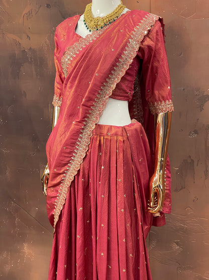 Rust Glow – kanchi Pattu Lehenga Set