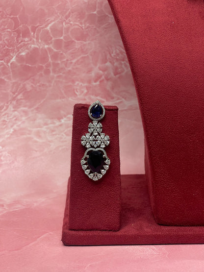 Royal Blue Sapphire Diamond Necklace Set