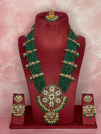 Emerald Strings Bridal Jewellery Set