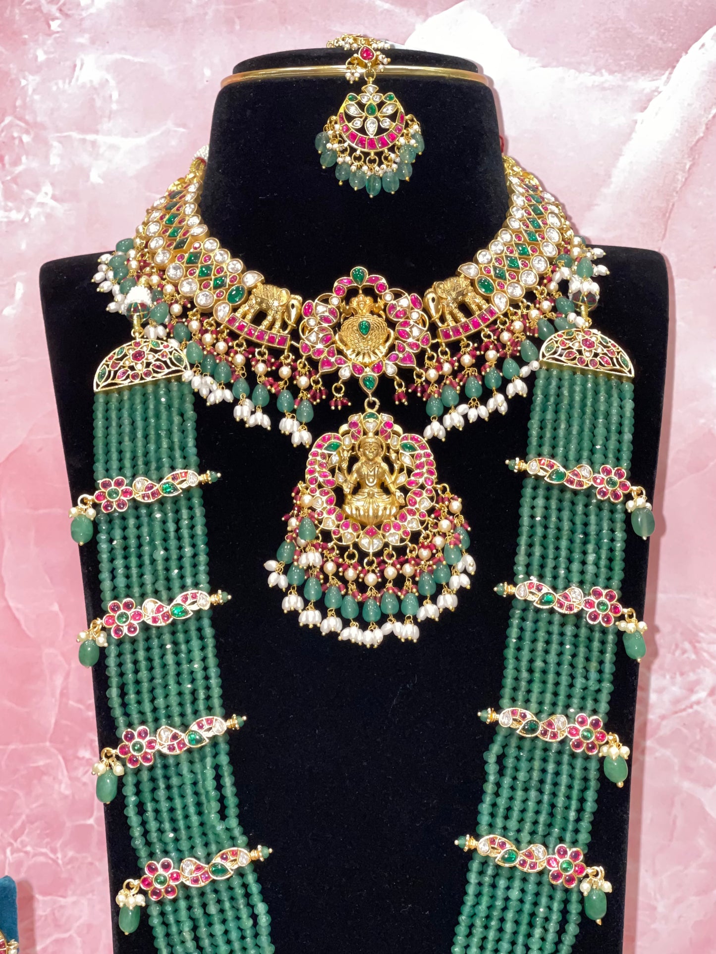 Emerald Heritage Multi-Layer Bridal Jewellery Set