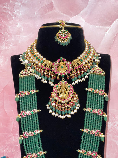 Emerald Heritage Multi-Layer Bridal Jewellery Set