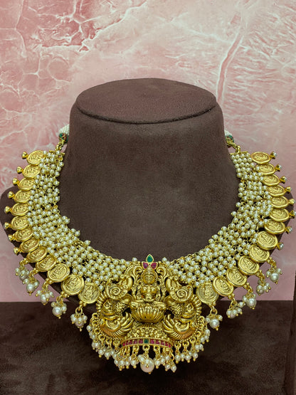 Royal Coin Pearl Bridal Necklace Set