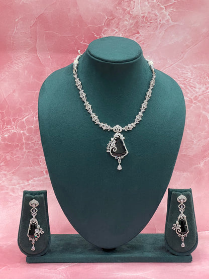 Onyx Whirl Diamond Necklace Set