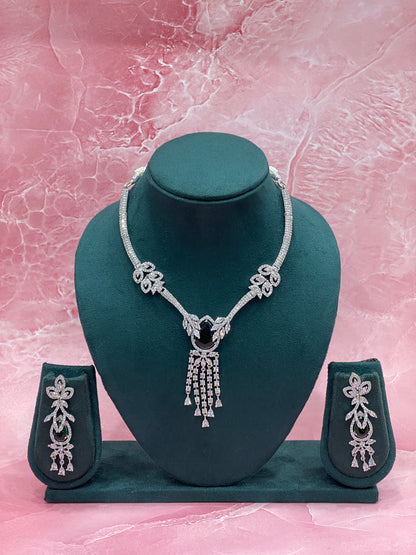 Diamond Cascade Bridal Necklace Set