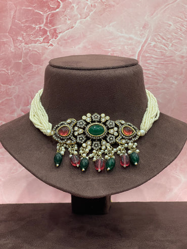 Heritage Pearl & Temple Bead Choker Set