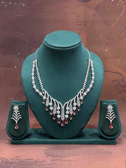 Ruby Rainfall Vine Necklace Set