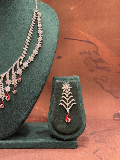 Ruby Rainfall Vine Necklace Set
