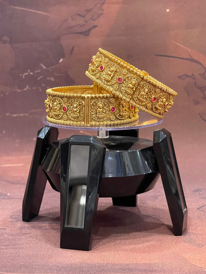Antique Gold Bangles with Ruby Accents
