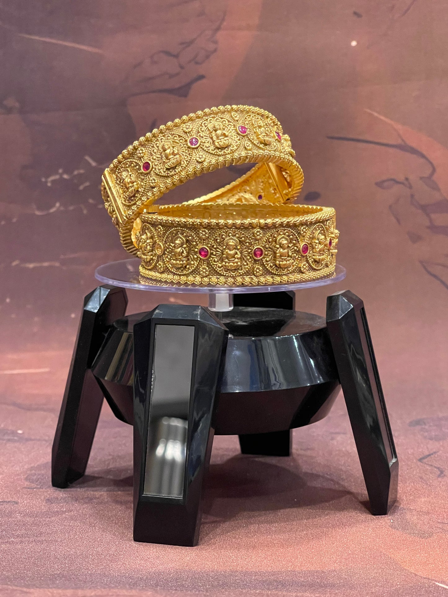 Antique Gold Bangles with Ruby Accents