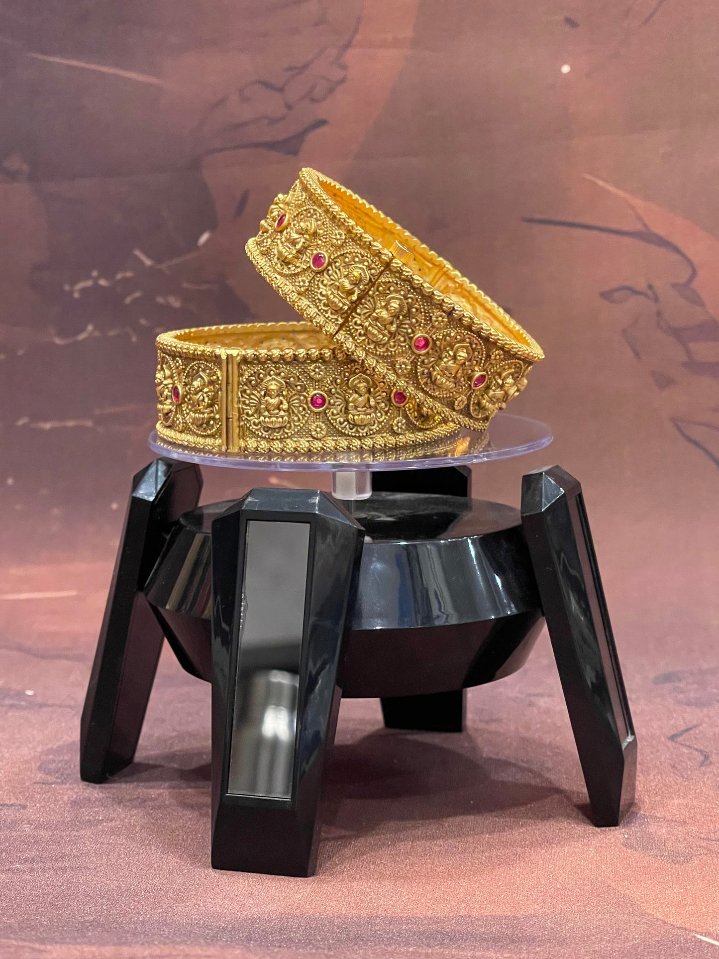 Antique Gold Bangles with Ruby Accents