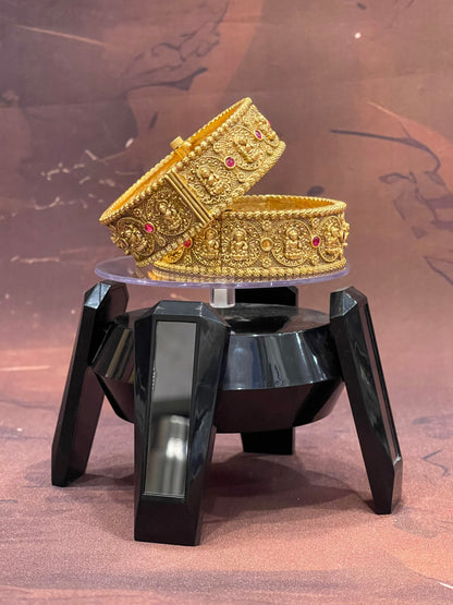 Antique Gold Bangles with Ruby Accents