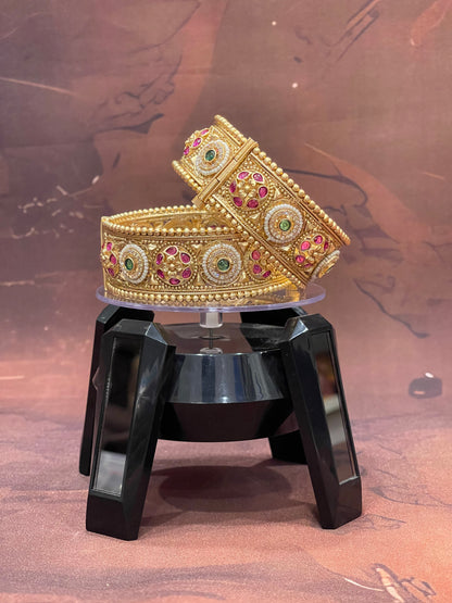 Gold Polki Kada Bangles