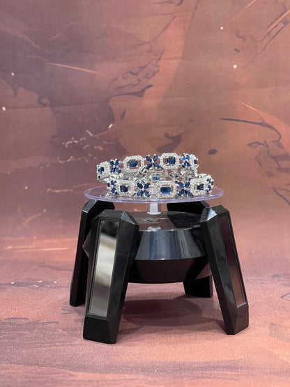 Silver Bangles with Blue Stones