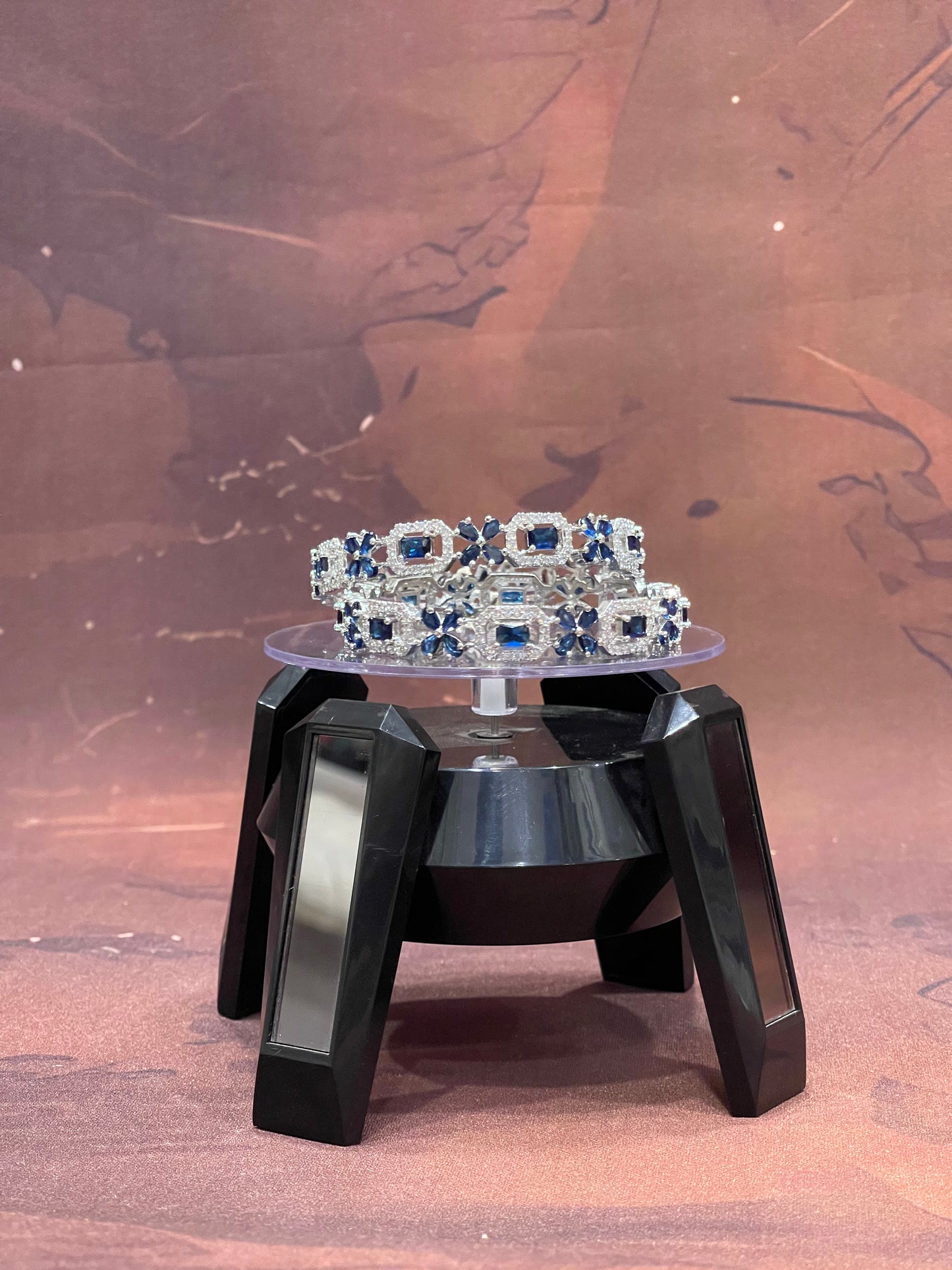 Silver Bangles with Blue Stones