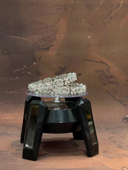 Silver Bangles with Baby Pink Floral Stones