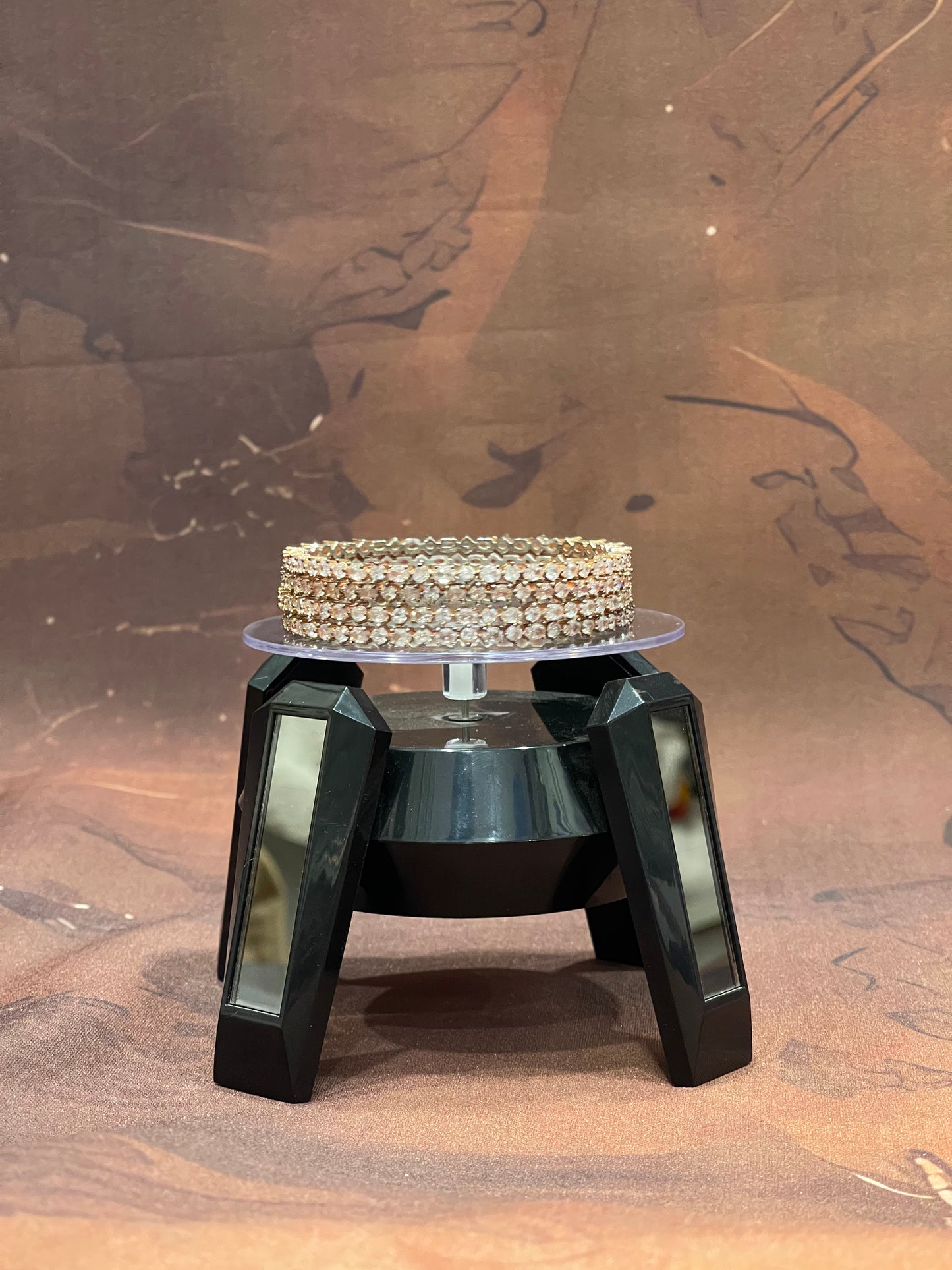 Rose Gold Thin Bangles with Mint Green Stones