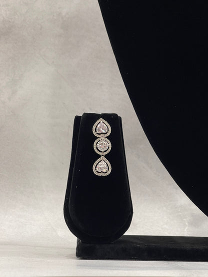 Teardrop Radiance – Diamond-Cut CZ Necklace Set in Silver Finish