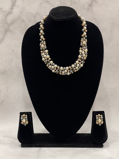 Classic Pearl Cluster Necklace Set