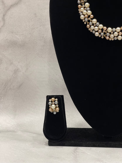 Classic Pearl Cluster Necklace Set