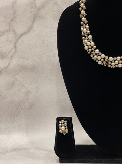 Classic Pearl Cluster Necklace Set