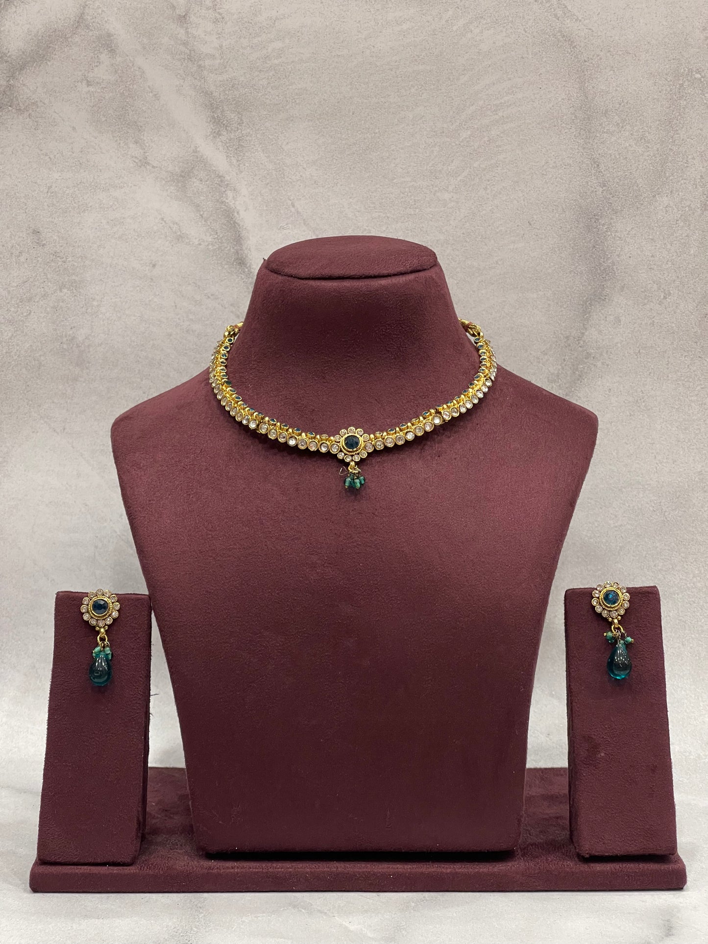 Teal Drop Kundan Choker