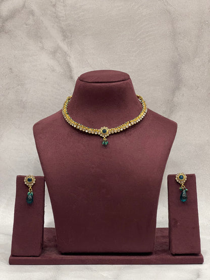 Teal Drop Kundan Choker
