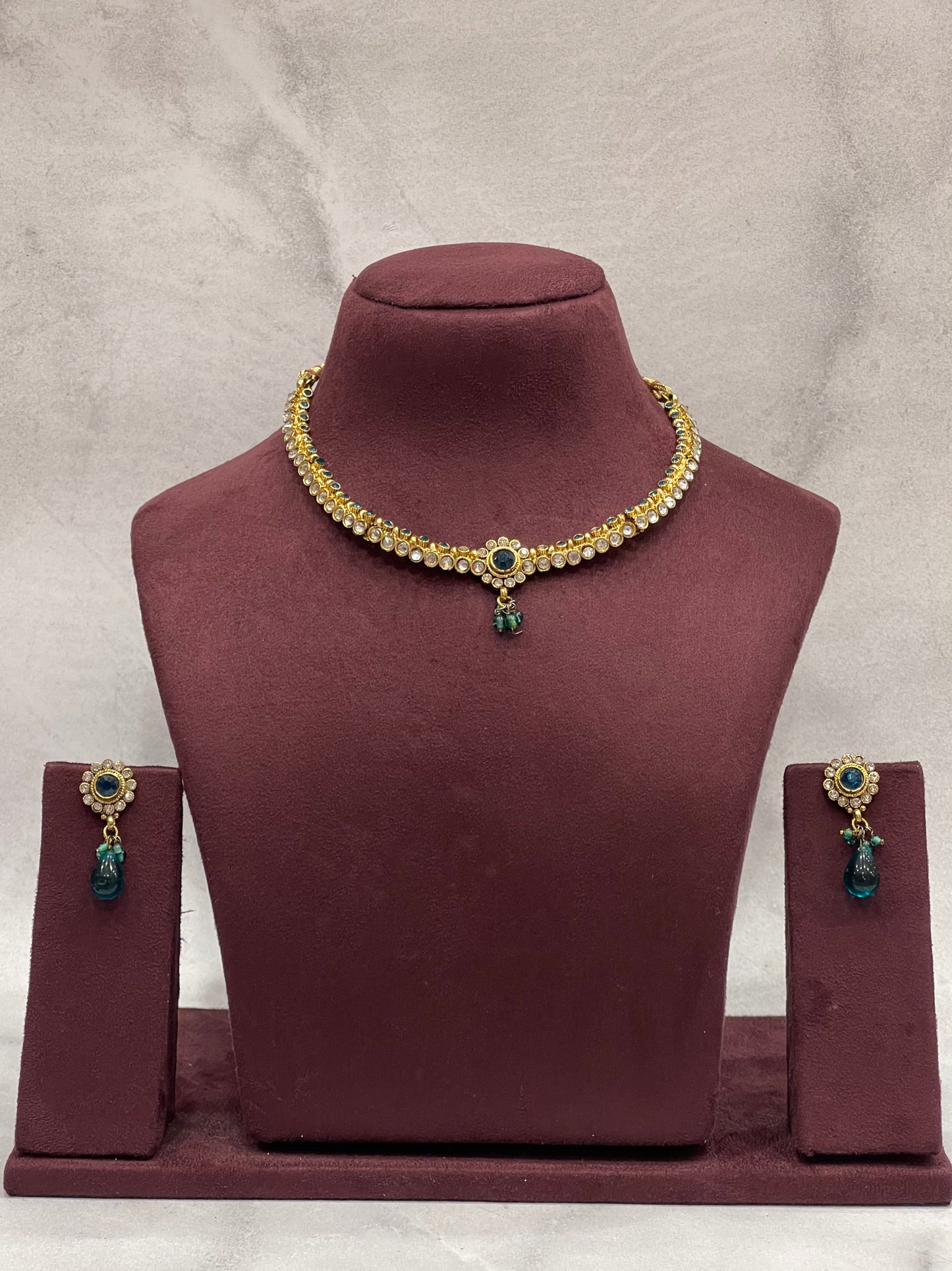 Teal Drop Kundan Choker