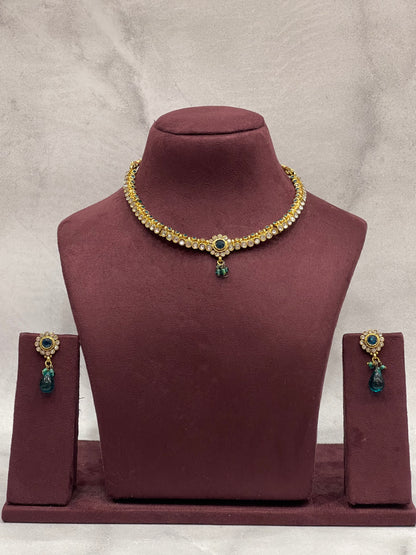 Teal Drop Kundan Choker