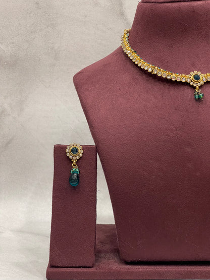 Teal Drop Kundan Choker