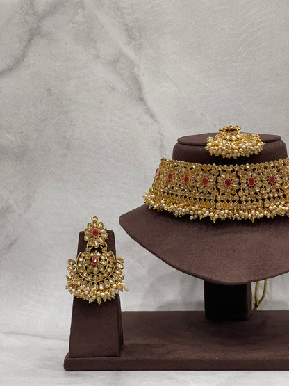Regal Ruby Kundan Bridal Choker Set