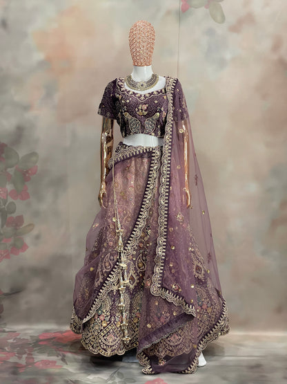 Royal Plum – Heavily Embroidered Bridal Lehenga
