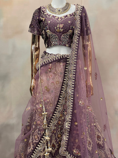 Royal Plum – Heavily Embroidered Bridal Lehenga